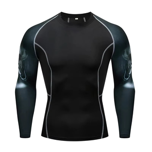 <b>Men</b> Long Sleeve <b>Compression</b> Rash Guard UV Protection Swim Shirt <b>for</b> BJJ No Gi Surfing Swimming Gym Training Quick Dry Rash <b>Vest</b> - Product Image 2