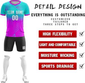 High Quality Custom Sublimated Printed Soccer Uniform Adult Jersey Quick Dry Breathable <b>Fabric</b> Custom Team Logo Style Sets - Product Image 2