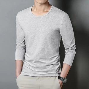 Manches longues décontracté Slim Fit hommes T-Shirt col rond frais généraux printemps automne nouveau Style couche de Base chemise intérieur porter haut vêtements - Product Image 4