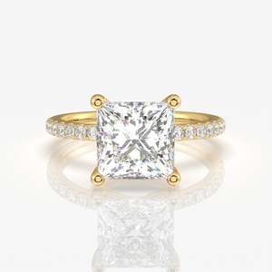Princess Cut Moissanite Diamond <b>Ring</b> Pave Sterling Silver Unique and Elegant Jewelry Piece - Product Image 1