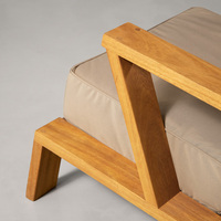 Fauteuil de salon en teck massif de style moderne avec coussin confortable, imperméable et durable pour une utilisation intérieure/extérieure, prêt pour le salon