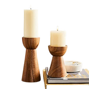 Candelabro Vintage de madera hecho a mano, soporte creativo para velas, decoración para boda y fiesta en el hogar, precio al por mayor - Product Image 4