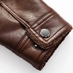 Nouvelle veste pour hommes à manches longues col montant en faux cuir doublure polaire hommes veste fermeture éclair chaud quotidien bureau vestes courtes - Product Image 4