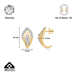 Pendientes de Aro Dorados con Borlas de Diamantes para Mujer con Huggies - Product Image 5