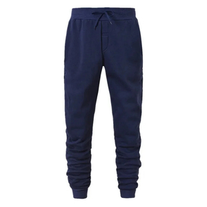<b>Men's</b> <b>Navy</b> Blue Cotton Sweatpants Elastic Waist Drawstring Casual <b>Joggers</b> Side Pockets Midweight Knitted Autumn Wear - Product Image 1