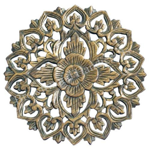 Panneau décoratif mural rond sculpté à la main en MDF antique blanc vert du fabricant indien et des panneaux décoratifs pour la salle des exportateurs - Product Image 6