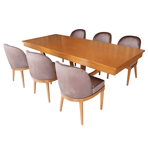 Juego de Comedor Moderno y Duradero de Madera de 9 Piezas, Mesa de Comedor Rectangular, Sillas Tapizadas para Restaurante, Villa, Apartamento, Hogar - Product Image 1
