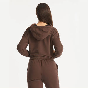 Trajes de entrenamiento de alta calidad 100% algodón y poliéster para mujer, ropa de Fitness recortada de manga larga, secado rápido para otoño, franela informal - Product Image 5