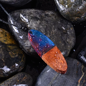 Hot Selling Gifts Vintage Unisex Fashionable Wood <b>Resin</b> <b>Necklace</b> Pendant Wood Perfect Gift Vintage Design Colorful Wood & <b>Resin</b> - Product Image 4