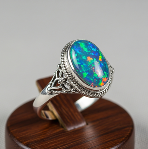 Bague de mode plaquée rhodium de haute qualité, opale éthiopienne, cœur, bande en or rose, élégante, romantique, cadeau de mariage pour femmes - Product Image 4