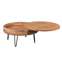 Table basse ronde en bois massif faite à la main avec rangement Design minimaliste pour salon meubles d'hôtel et d'appartement