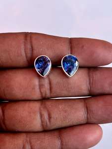 Pendiente hecho a mano de zafiro azul de Plata de Ley 925 hermoso pendiente de plata para mujer. - Product Image 3