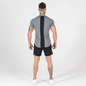 Camiseta de gimnasio para hombre con estampado personalizado al por mayor, material de poliéster de secado rápido, manga corta, patrón liso, precio de venta - Product Image 2