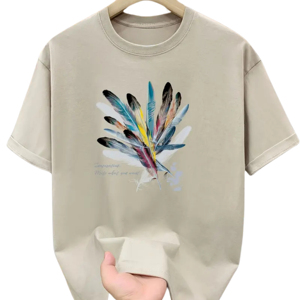T-shirts pour hommes coupe ample 100% coton peigné lettre imprimé graphique T-Shirts séchage rapide manches courtes col rond été aventures en plein air - Product Image 1