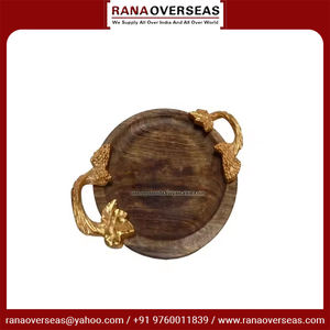 Plateau de service classique en bois avec poignée en aluminium pour la cuisine et la décoration intérieure en circulaire au prix du marché - Product Image 3