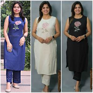 Ropa festiva moderna CORDSET Kurta con detalles bordados Nuevo lanzamiento Pent Style FLEX COTTON Secado rápido Graduación Casual - Product Image 6