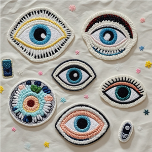 Brassard brodé broderie sac à dos étiquetage broderie <span class=keywords><strong>autocollant</strong></span> magique fantaisie sourire Chenille <span class=keywords><strong>Patch</strong></span> <span class=keywords><strong>tissu</strong></span> yeux Style patchs - Product Image 3