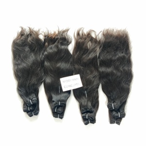 Cutícula sin procesar alineada Natural sedoso ondulado Color negro virgen crudo indio templo cabello humano suelto onda profunda Super onda - Product Image 3