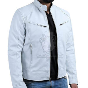 Veste en cuir pour homme, dernière tendance, prix bas, sur mesure, couleur unique, style unique, col montant, logo sur le devant, vente la plus populaire - Product Image 1