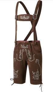 Shemax Trachten กางเกงขาสั้นผู้ชาย lederhosen สีเทา OEM แบบกำหนดเองใหม่บาวาเรีย Oktoberfest Lederhosen - Product Image 2