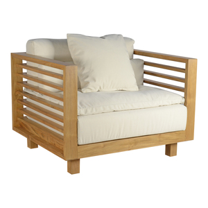 Sillón de Teca Contemporáneo con Acolchado Cómodo, Elegante Silla de Relax para Villas, Resorts, Salas de Estar y Vestíbulos de Hoteles - Product Image 2