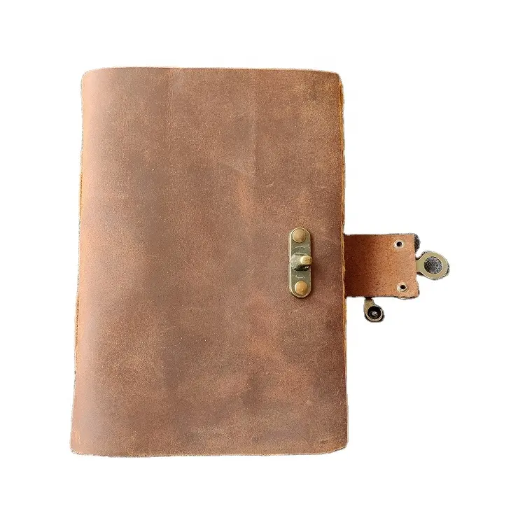 Vintage Unique Brass C-lock Closure Deckle Edge Paper Journal Leather Book Handmade Genuine Vintage Leather Journal