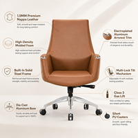 Chaise de bureau moderne en cuir Nappa, pivotante et inclinable, avec base en alliage d'aluminium pour espace de travail professionnel