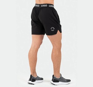 Pantalones cortos de gimnasio para correr de 5 pulgadas con logotipo personalizado para hombre, dobladillo dividido, lona de algodón 100% Sostenible, transpirables, ligeros, informales de secado rápido - Product Image 2