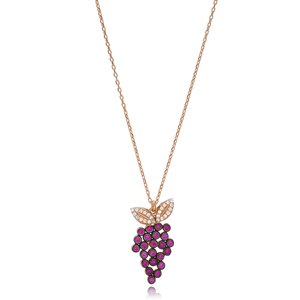 Diseño de uva delicada plata encanto COLLAR COLGANTE turco venta al por mayor hecho a mano 925 joyería de plata esterlina - Product Image 2