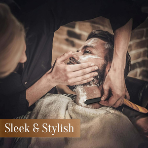 Kit de rasoir professionnel à bord droit avec 10 lames Rasoir de coiffeur classique en acier inoxydable pour un rasage lisse et précis - Product Image 2