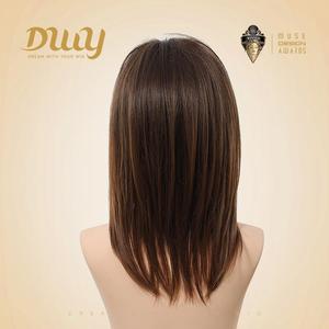Perruque Lyla-DWY MiraScalp de 16 pouces, mi-longue, lisse, brune, dégradée, avec dentelle transparente, longueur étirée de 24 pouces, longue et bouclée pour femmes - Product Image 3