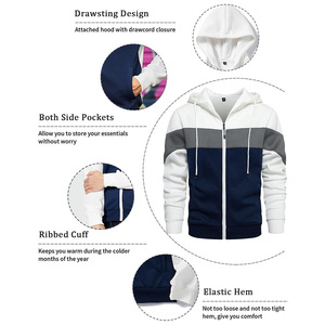 เสื้อฮู้ดผู้ชายแนวสตรีทพร้อมซิปวัสดุระบายอากาศผลิตตามสั่งพร้อมโลโก้และฉลากส่วนตัว - Product Image 3