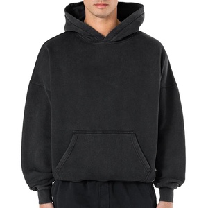 Sweat-shirt à capuche noir pour homme, pull oversize avec poche avant, matière épaisse, streetwear décontracté, sweats à capuche personnalisés - Product Image 1