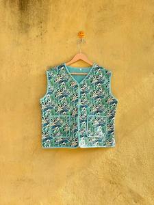 Veste courte tendance pour femmes, veste florale, veste matelassée, nouveau style, veste en coton sans manches, courte - Product Image 2