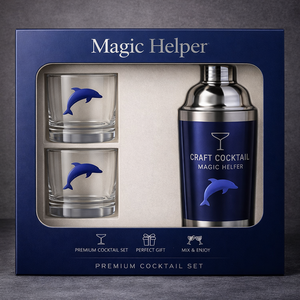 Coctelera Premium de Acero Inoxidable con Vasos de Vidrio, Caja de Regalo, Diseño de Delfín, Juego de Utensilios de <span class=keywords><strong>Bar</strong></span> para Fiestas - Product Image 3