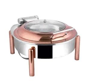 Vente d'usine, prix bas, couvercle de réchaud rond en verre demi-transparent, cadre en or rose, 7L, réchaud alimentaire rond avec couvercle en verre demi-transparent - Product Image 1