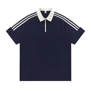 เสื้อโปโลมีซิปไหล่ตกสามบาร์ผ้าฝ้าย200กรัมชุดทำงานลำลองฤดูร้อนเสื้อยืดระบายอากาศได้เครื่องแบบทีม - Product Image 5