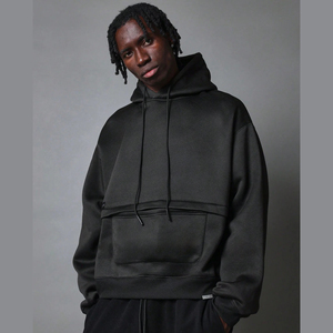 Sweats à capuche personnalisés OEM avec taux d'usine en coton éponge français de qualité supérieure Sweat à capuche surdimensionné avec épaule en duvet Sweat-shirt de style vierge avec capuche - Product Image 1