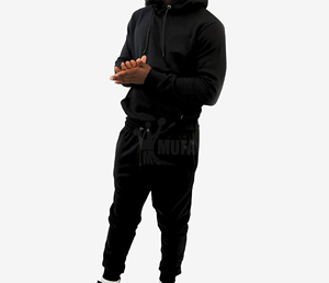 Men's Custom 100% Cotton Two-Piece Training <b>Tracksuit</b> Winter Jogging Sweatpants Set Polyester and Cotton - Product Image 1