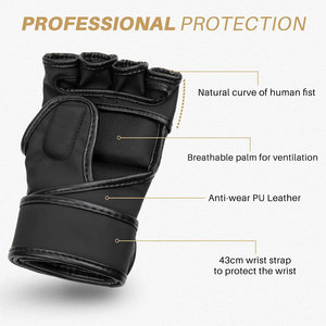 Guantes MMA de medio Dedo de alta calidad, venta al por mayor, cuero profesional y logotipo personalizado de PU para entrenamiento de lucha y boxeo - Product Image 2