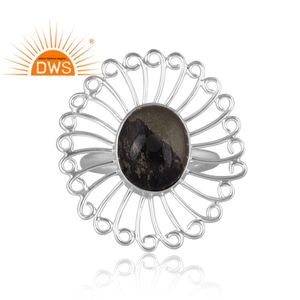 แหวนคู่อาปาเช่สีทองประดับคริสตัลอัญมณีดีไซน์ลายดอกไม้ทำจากเงินสเตอร์ลิงธรรมชาติ - Product Image 2