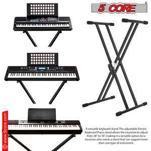 5 Core <b>Keyboard</b> & Bench Set Combo Height Adjustable Key Board Stands w Padded 2 Cushioned Musician - Product Image 4