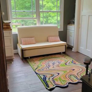 Ensemble de tapis en laine tuftée à la main de couleur or moderne, antidérapant, lavable, options de taille personnalisées pour la chambre à coucher, le bureau à domicile, l'hôtel - Product Image 1