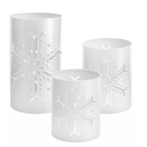 Indian Manufacturer & Exporter's White <b>Tea</b> <b>Light</b> Holder with Metal Snowflakes Design Table Top Christmas Decor Home Decoration - Product Image 6
