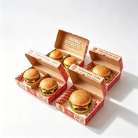Grande boîte à hamburger, grand contenant à burger, boîte en papier kraft extra profonde avec revêtement résistant à la graisse