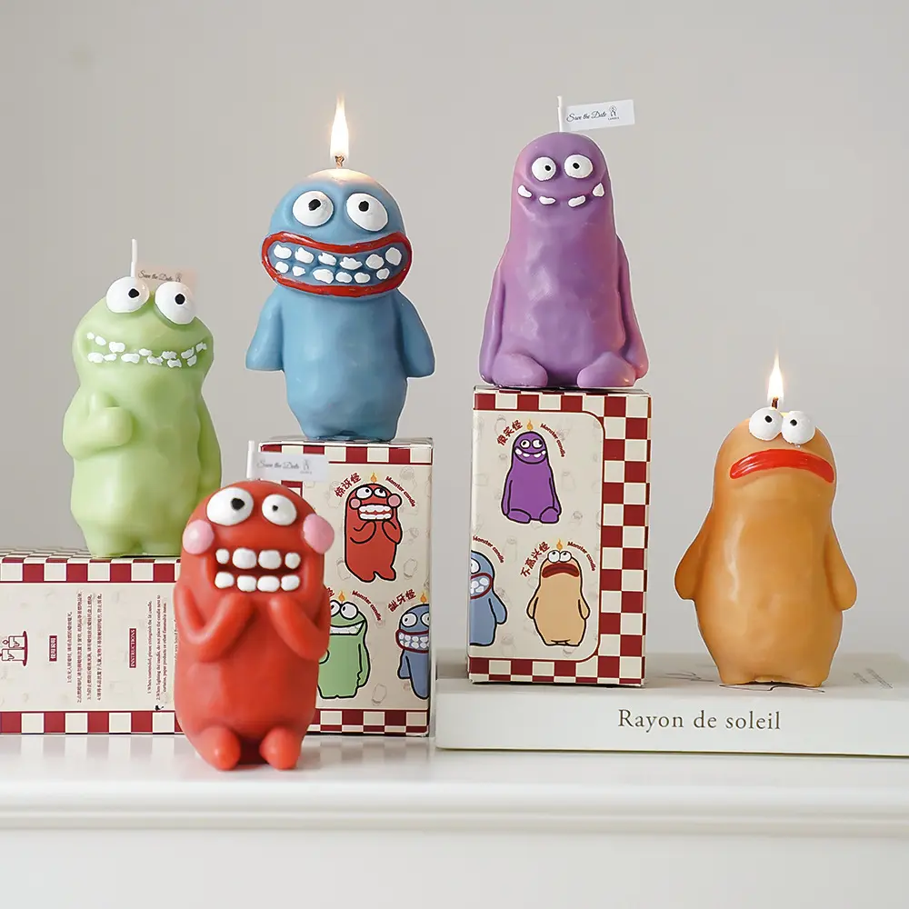 INS милые Креативные забавные ароматизированные свечи ручной работы в форме мультяшного монстра ароматерапия с подарочной коробкой для домашнего декора Хэллоуина