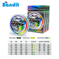 Высокопрочная плетеная леска Bandit Spider, разноцветная, 300 м, PE, для рыбалки в ручьях, озерах, реках, пресной и соленой воды