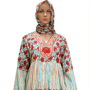 Modern Moroccan Style Abaya Maxi <b>Kaftan</b> Breathable Cotton Printed Night Gown Dress for Women Custom Plus Size - Product Image 1