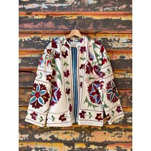 เสื้อโค้ทปักลวดลาย suzani สไตล์ลำลองสินค้าแฮนด์เมดเสื้อแจ็คเก็ตผ้าคอตตอนปักศิลปะ - Product Image 5