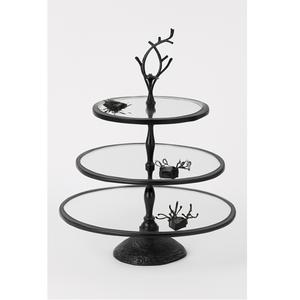 Soporte de servicio de vidrio y metal de tres niveles blanco con diseño decorativo de rama de árbol para pasteles, pasteles y aperitivos elegante - Product Image 2